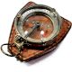 Antique Brass Compass in Leather Case Collectible